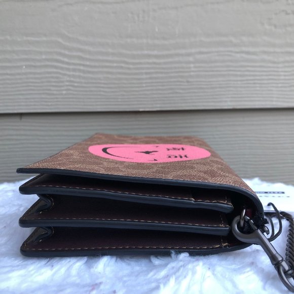 NWT COACH Callie Folder Yeti Signature Canvas  Crossbody Bag With Chain - Picture 5 of 10